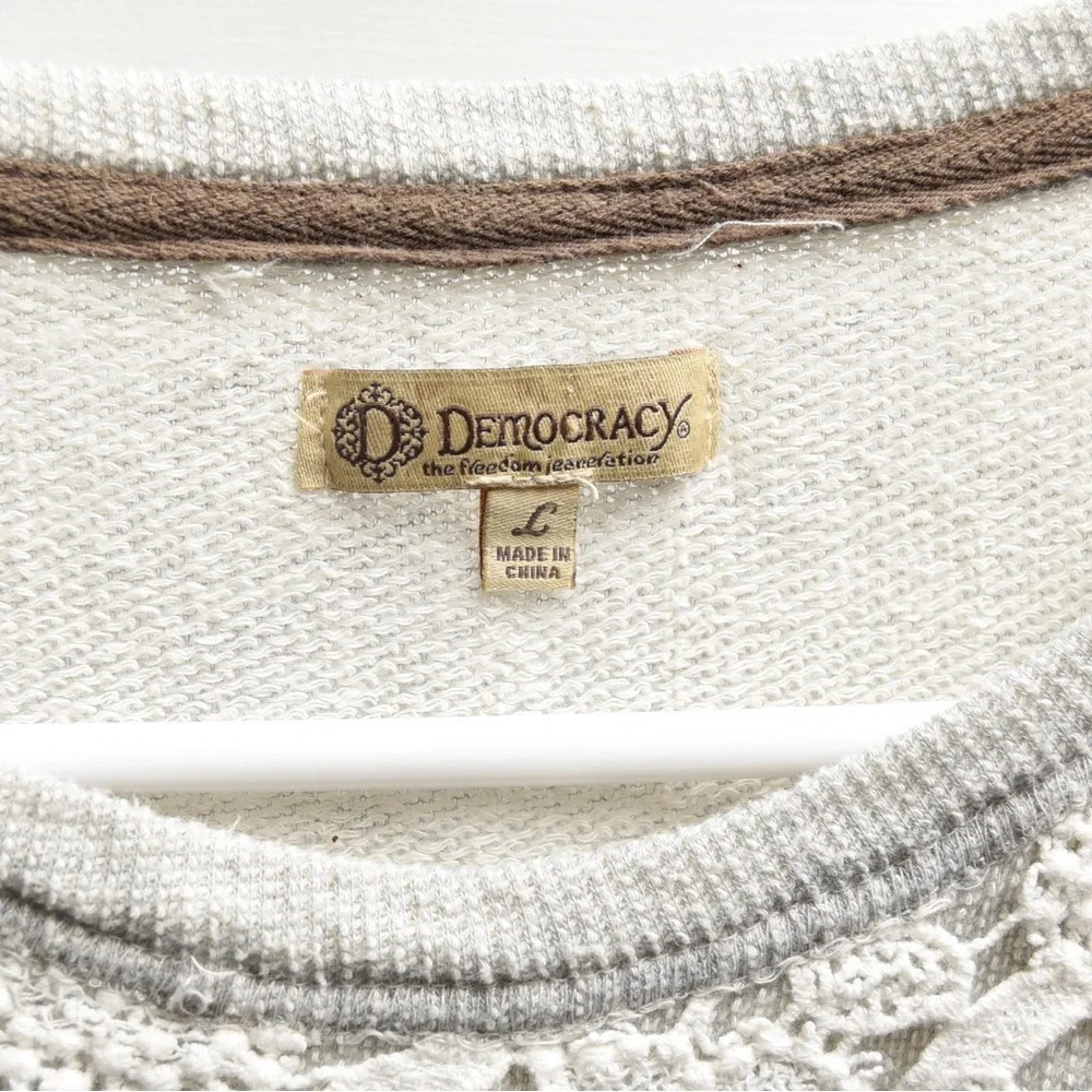 Democracy Sweatshirt women’s lace panel crewneck Size L - Picture 2 of 5